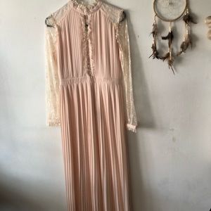 Floor length ivory/ pale peach lace dress